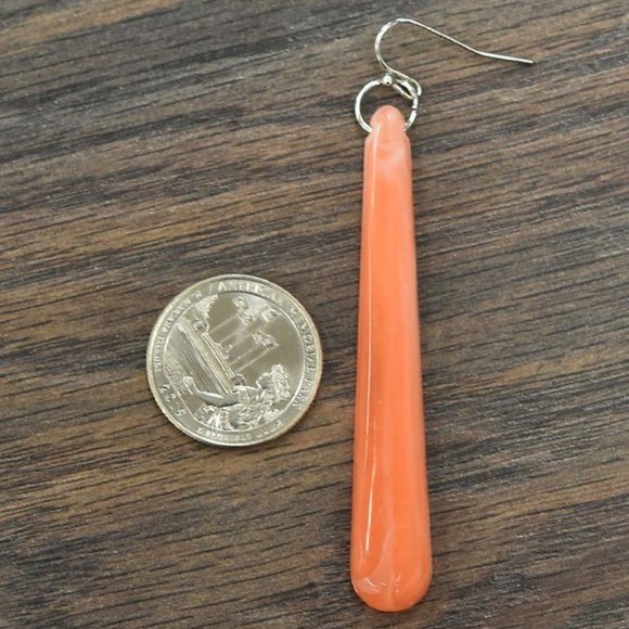 Dangle Drop Earrings Coral - Picture 2 of 2